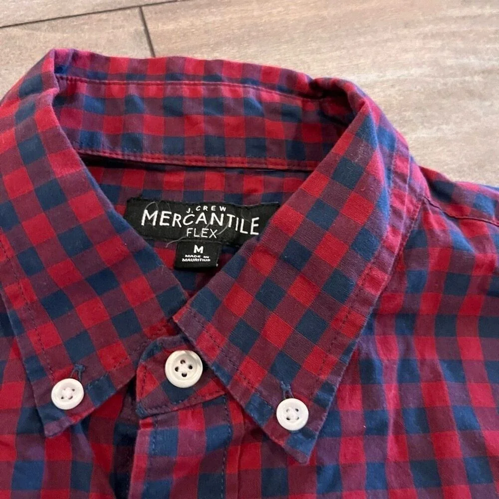 Lot of 2 J. Crew Mercantile Men Button Down Shirts Medium Red Gingham Bin‎ G-37